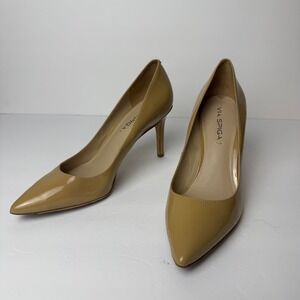 Via Spiga Tan Patent Leather Pointed Toe Pumps Stiletto Heels Womens 8M EUR 38